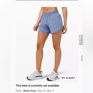 Like New! Lululemon Track That Mid Rise 5” Short in Water Drop Blue